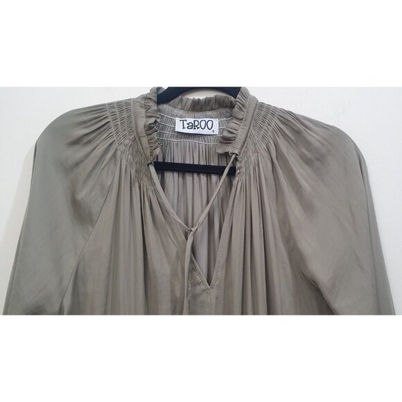 TaROO Aurelie Pleated Soft Mini Dress Olive Size S - Picture 6 of 14